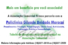 Parceria Policlínica Gileade Unidade Maracaí